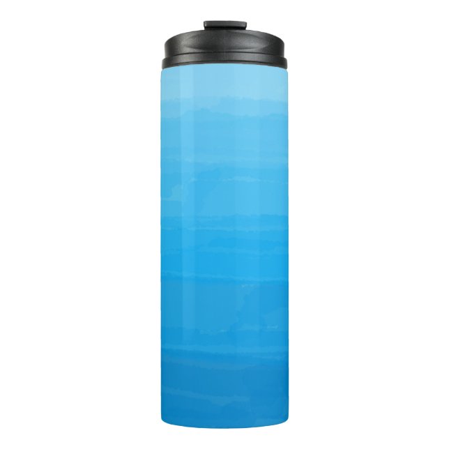 Ozean-Blau Ombre Trommel Thermosbecher (Vorderseite)