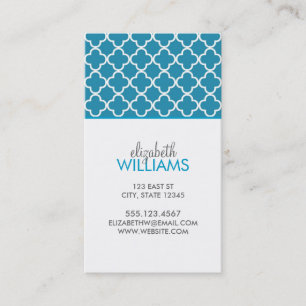 Ozean-Blau Quatrefoil Muster Visitenkarte