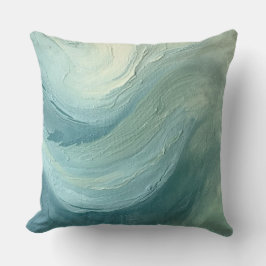 Ozean Blau Salbei Grün Moderne Küstenwellen Druck Kissen