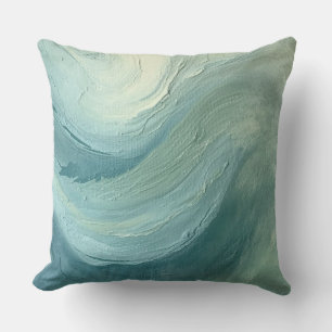 Ozean Blau Salbei Grün Moderne Küstenwellen Druck Kissen