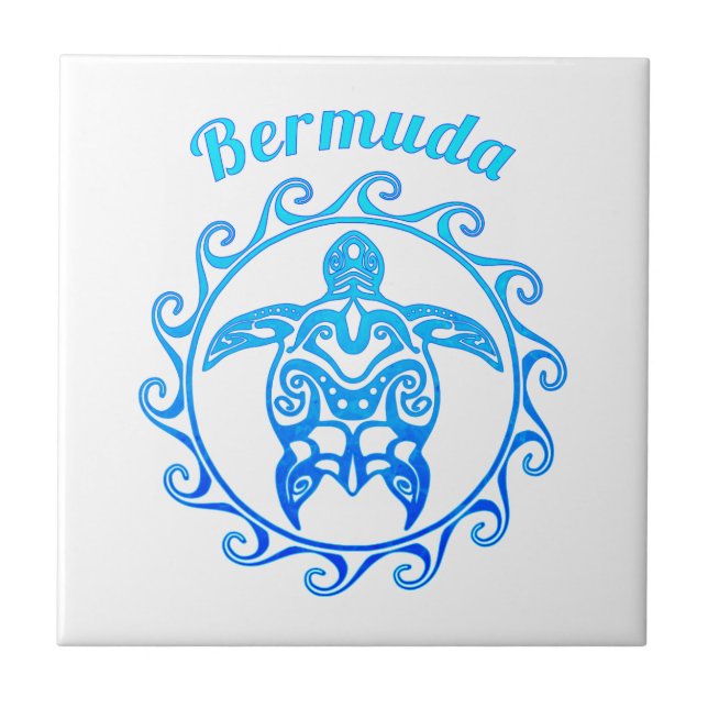 Ozean-Blau-Stammes- Schildkröte Bermuda Fliese (Vorderseite)