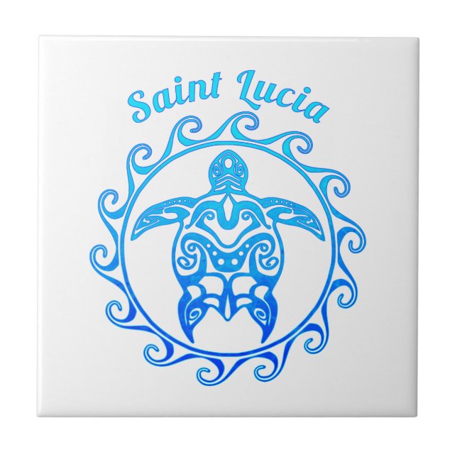 Ozean-Blau-Stammes- Schildkröte Heilige Lucia Fliese (Vorderseite)