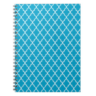 Ozean Blau und Weiß Marokkanischer Trellis Notizblock