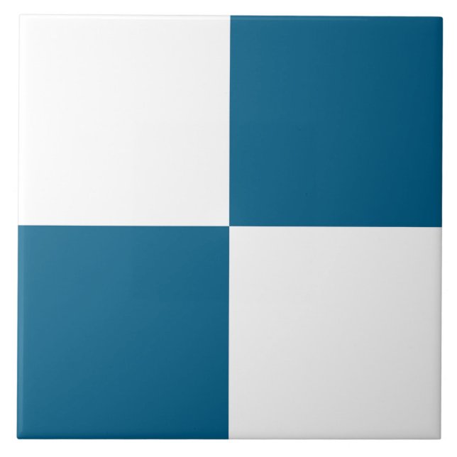 Ozean Blau Weiß Karomuster Fliese (Vorderseite)
