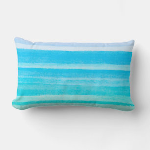 Ozean-Blauaquamariner Watercolor Ombre Streifen Lendenkissen