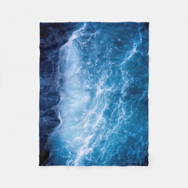 Ozean - Dunkle blaue Waves Fleecedecke (Vorderseite)