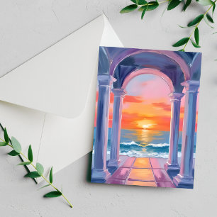 Ozean Durchgang Sonnenuntergang Aquarell Küstenkar