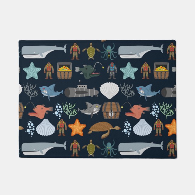 Ozean-Einwohner-Muster 1 Fußmatte (Vorderseite)