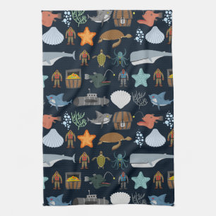 Ozean-Einwohner-Muster 1 Küchentuch
