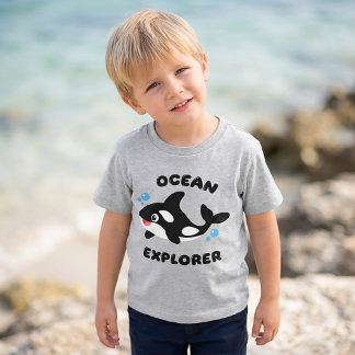 Ozean-Explorer Orca Cartoon T-Shirt für Jungen