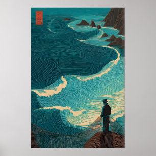 Ozean Fischer Wandkunst - Einsamer Angler mit Poster