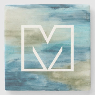 Ozean-Fluss II des Monogramm- Steinuntersetzer