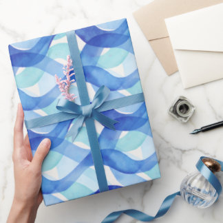 Ozean-Fluss-Wasserfarben-Wellenmuster Geschenkpapier