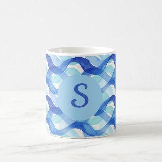 Ozean-Fluss-Wasserfarben-Wellenmuster Kaffeetasse