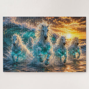 Ozean-Geist-Pferde Fantasy-Sonnenuntergang-Puzzle