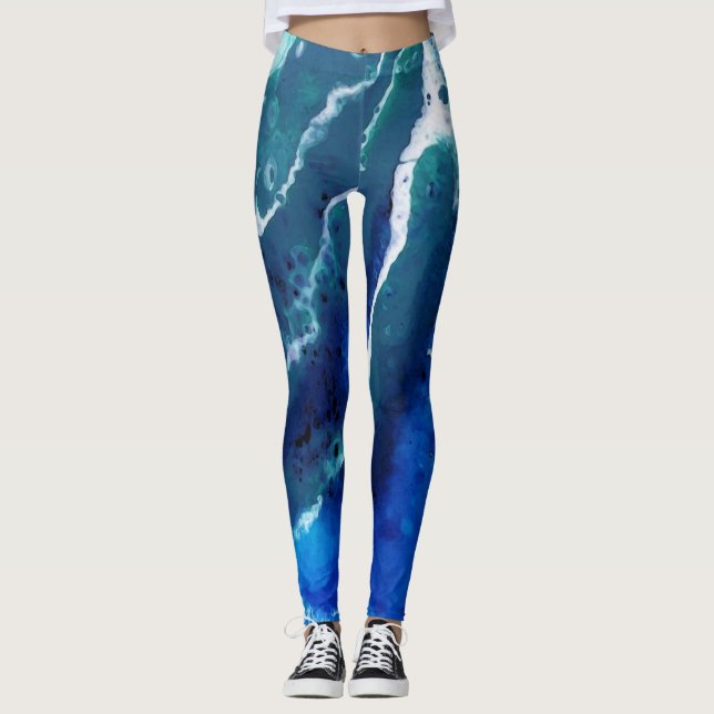 Ozean-Gezeiten-abstrakte Leggings (Vorderseite)