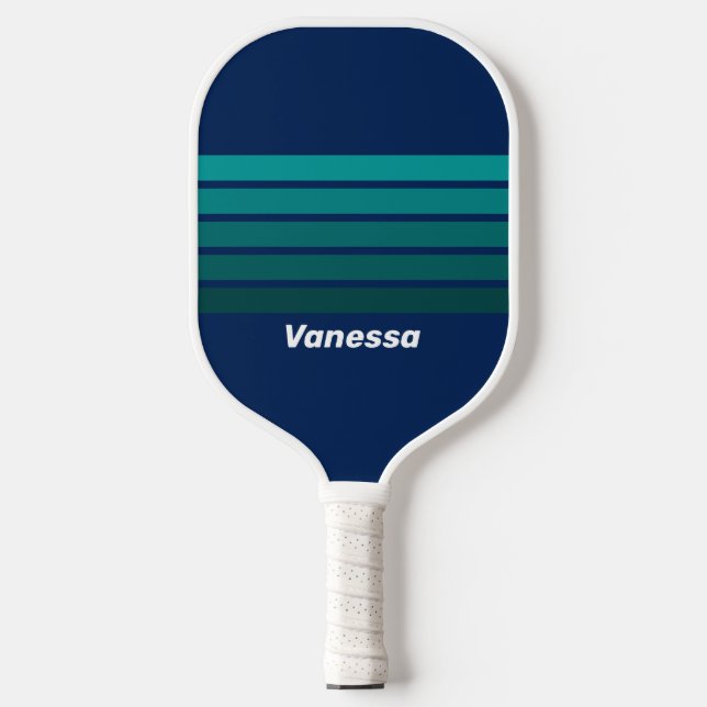 Ozean-Gezeiten quer durch Streifen mit Namen Pickleball Schläger (Vorderseite)