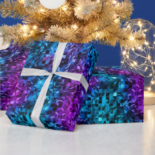 Ozean Glamour Blau und Rosa Glitter Geschenkpapier