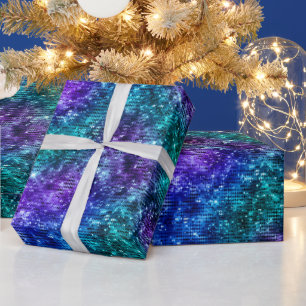 Ozean-Glamour Lila und Türkis Glitter Geschenkpapier