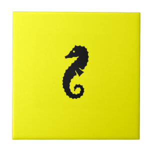Ozean Glow_Black-on-Yellow Seepferd Fliese
