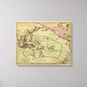 Ozean-Handfarbiger Atlas-Karte Leinwanddruck