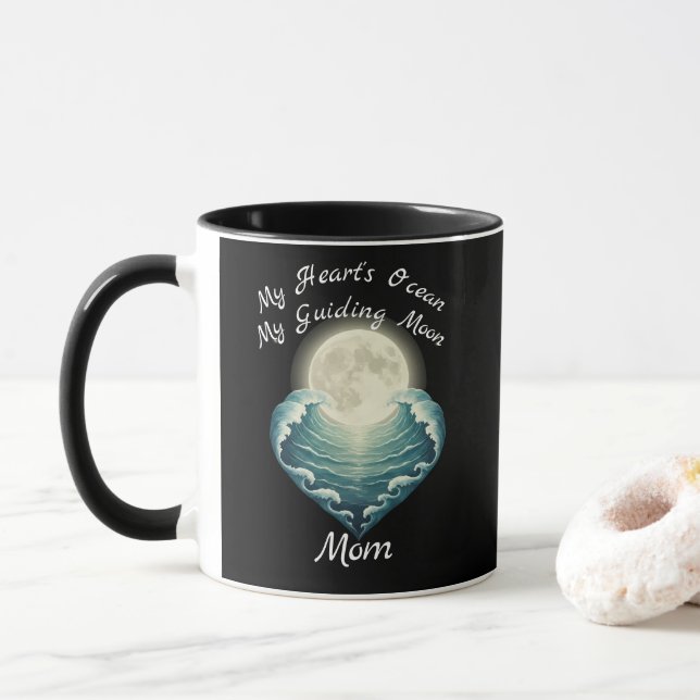 Ozean Herz Führender Mond Mama Tasse (Mit Donut)