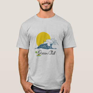 Ozean-Kälte-Welle-Sonnenuntergangsstrand T-Shirt