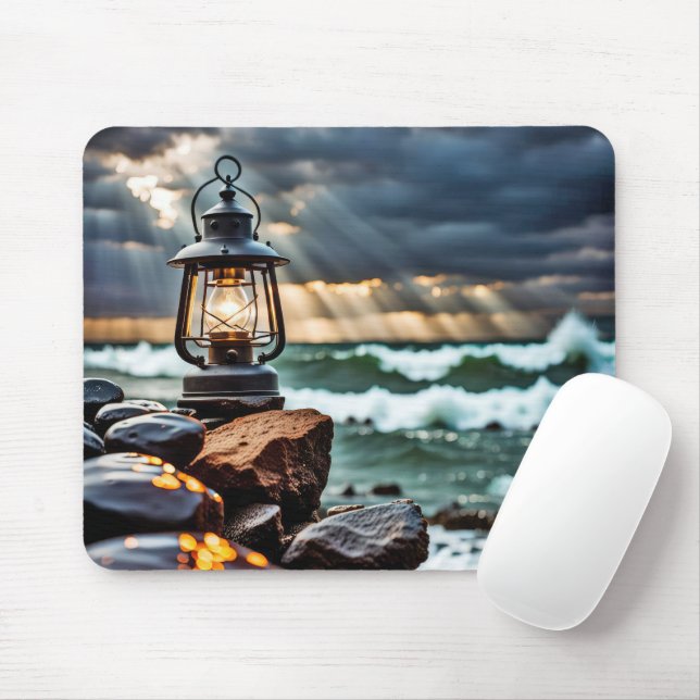 Ozean Lantern im Sturm Mousepad (Mit Mouse)