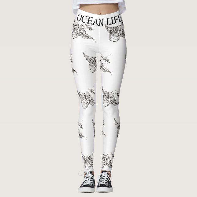 OZEAN-LEBEN-Mantarochen Leggings (Vorderseite)