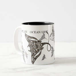 OZEAN-LEBEN-Schule des Mantarochens Zweifarbige Tasse