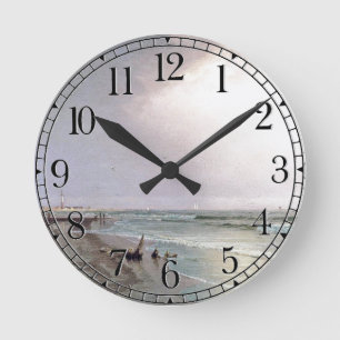 Ozean-Leuchtturm-Wellen-Strand-Ufer-Wanduhr Runde Wanduhr