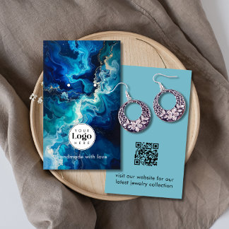 Ozean Logo QR-Code Schmuck Ohrhänger Ausstellungs Visitenkarte