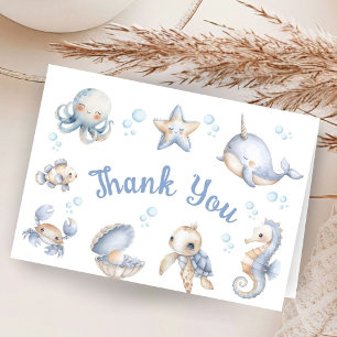 Ozean Meer Baby Shower Junge gefaltete Dankeskarte