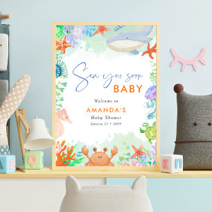 Ozean Meer sehen Sie bald Sommer-Baby-Party Poster