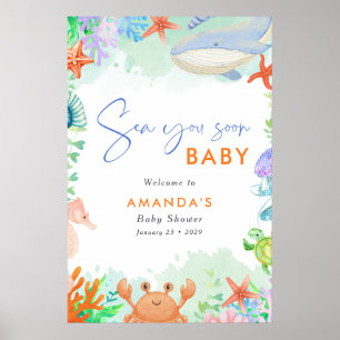 Ozean Meer sehen Sie bald Sommer-Baby-Party Poster
