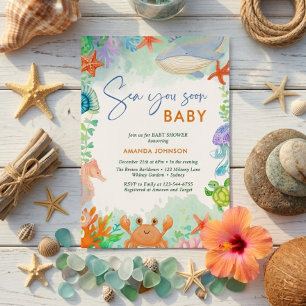 Ozean Meer sehen wir bald Sommer Baby Shower Einladung