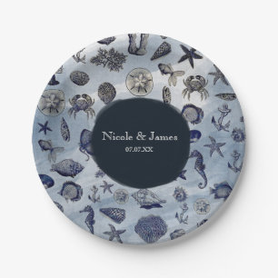 Ozean Meeresleben Nautical Muscheln Strandhochzeit Pappteller