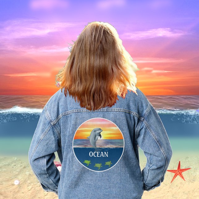 Ozean, Meeresschildkröten und Dolphin Jeansjacke (Von Creator hochgeladen)