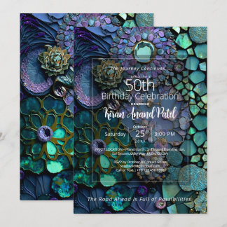 Ozean-Mosaik | Botanischer Edelstein Abstract Einladung