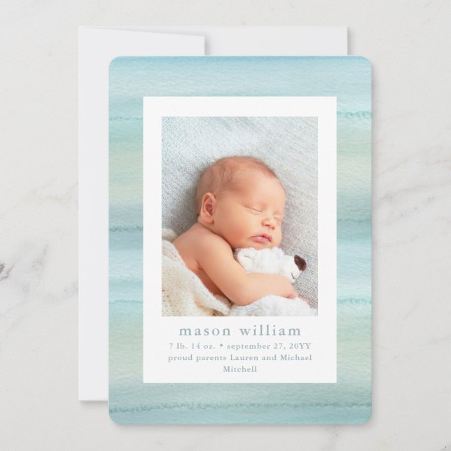 Ozean | Multi Foto Baby Foto Birth Ankündigung (Vorderseite)