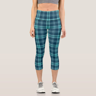 Ozean-Neon-Kariert modernes nahtloses Muster Capri Leggings
