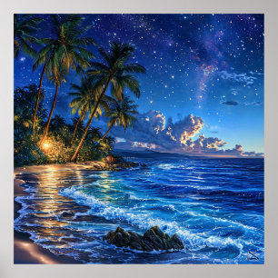 🌴 Ozean Palme Baum Landschaftsdekoration Geschenk Poster