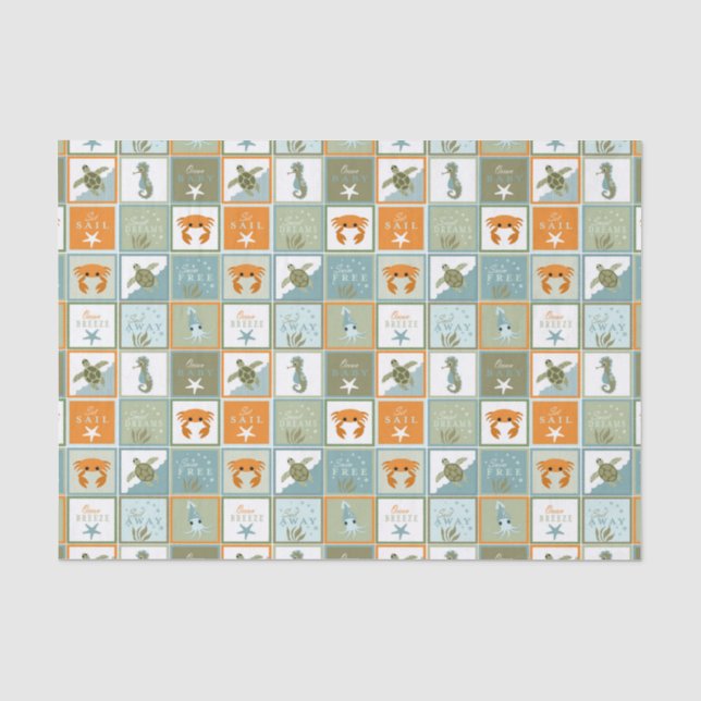 Ozean-Patchwork Seidenpapier (Vorderseite)