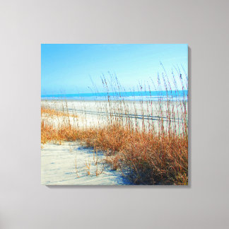 Ozean, Sand und Seegras in Nordmyrtle Beach Leinwanddruck