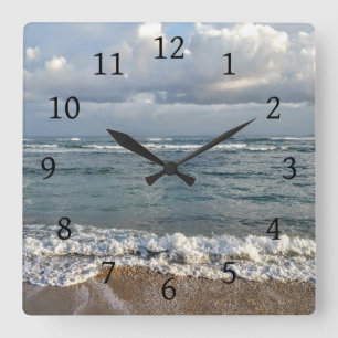 Ozean-Seestrand des Foto-9 Quadratische Wanduhr