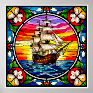 ⛵ Ozean-Segel-Dekor für küsteninspirierte Räume Poster