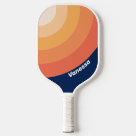Ozean Sonne Herbst Kreis Streifen mit Namen Pickleball Schläger