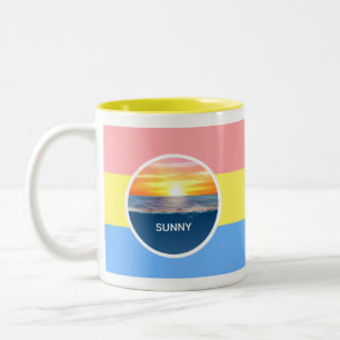 Ozean Sonnenaufgang auf Pastellfarben Zweifarbige Tasse