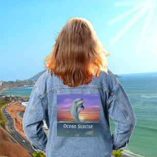 Ozean Sonnenaufgang, Meeresschildkröten und Delfin Jeansjacke