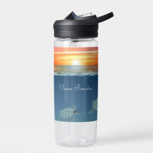 Ozean-Sonnenaufgang & Schildkröten Wasserflasche Trinkflasche